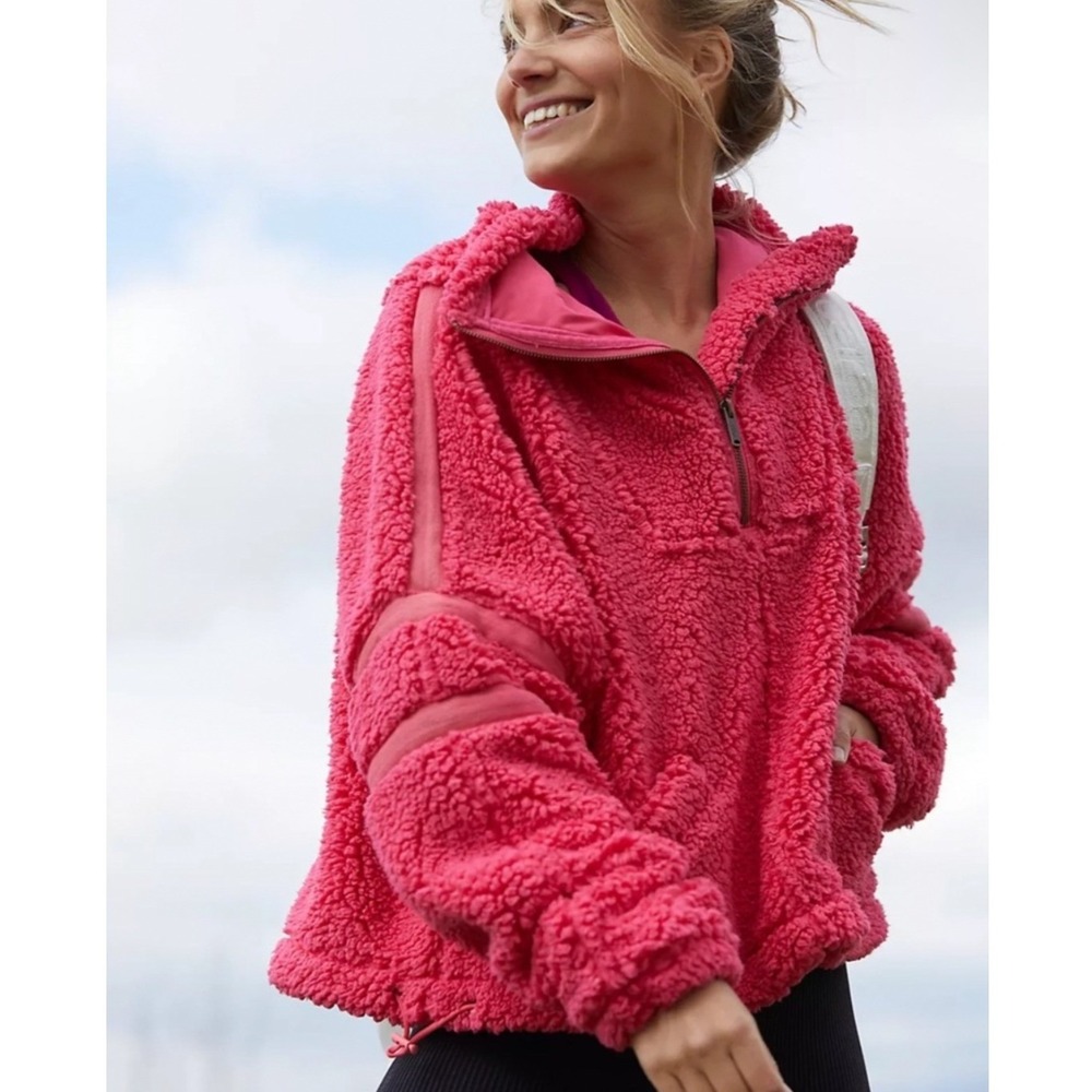 Free People Movement Nantucket Fleece Pullover Women's Medium Pink Cozy